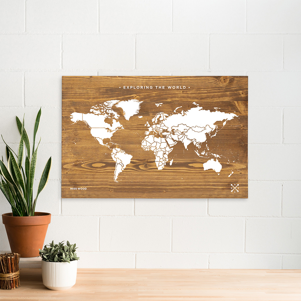 Woody Παγκόσμιος Χάρτης Ξύλινος Miss Wood - XL 90 x 60 cm