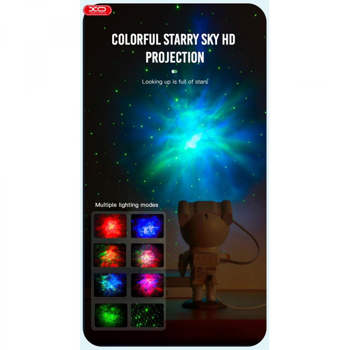 XO CF1 Παιδικό Φωτιστικό Projector Astronaut Star Λευκό 21 x 11 cm