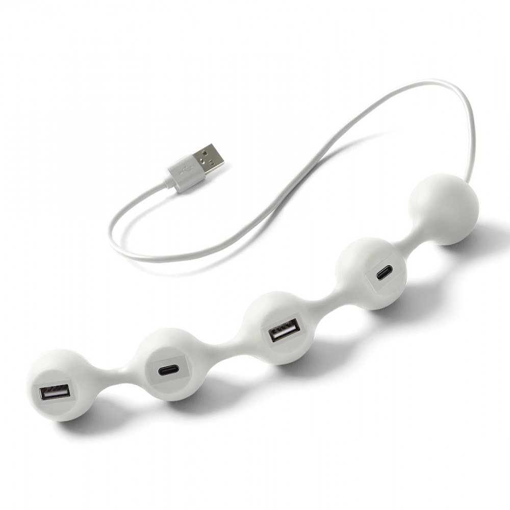 USB Hub LEXON με 2 θύρες USB & 2 θύρες USB-C - Λευκό