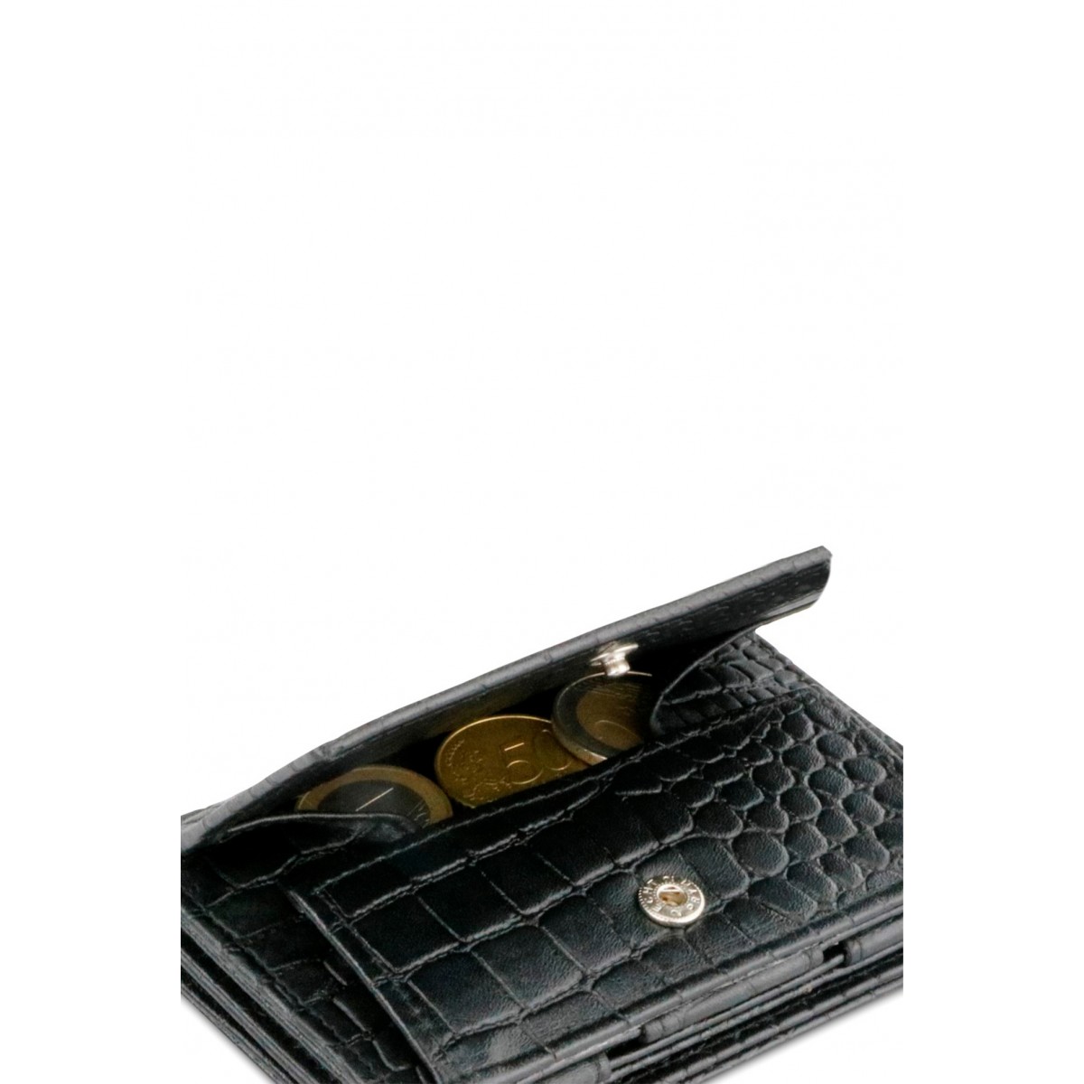 Garzini Magistrale Coin Wallet - Croco - Μαύρο