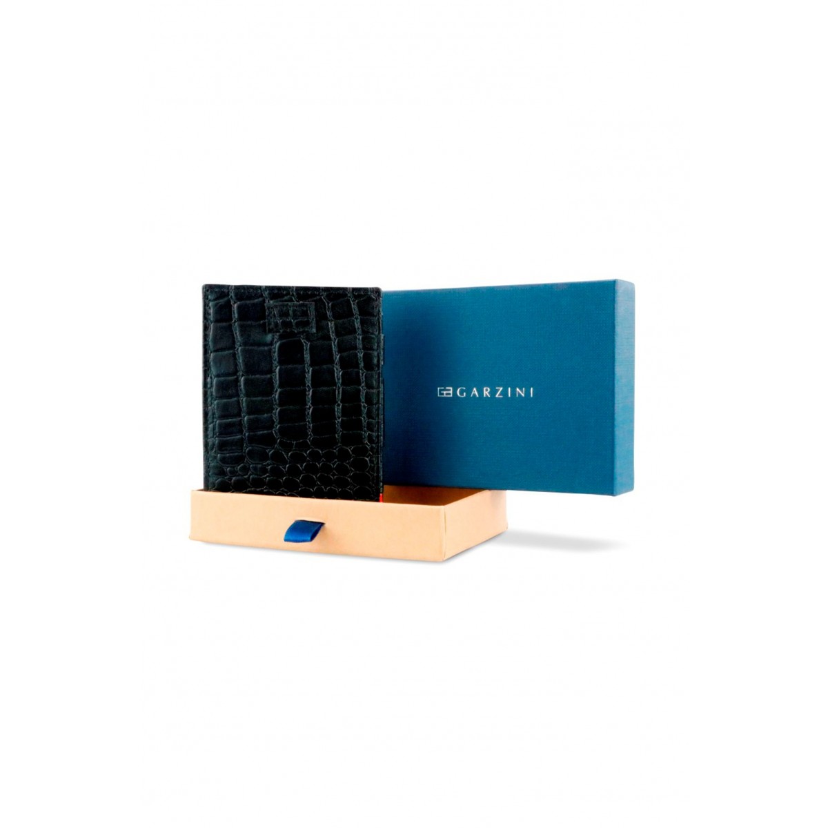 Garzini Cavare Coin Pocket Wallet - Croco - Μαύρο