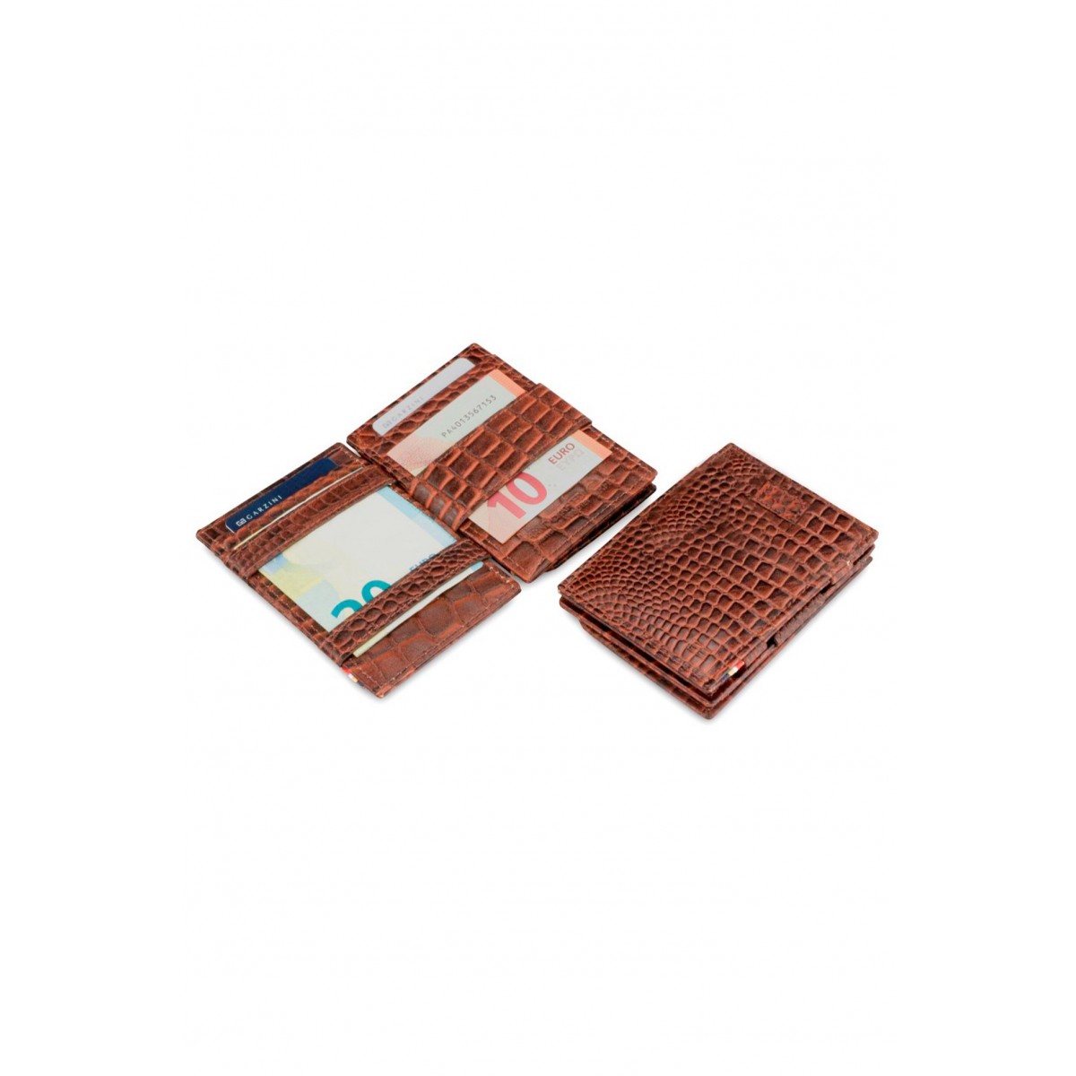 Garzini Cavare Coin Pocket Wallet - Croco - Καφέ