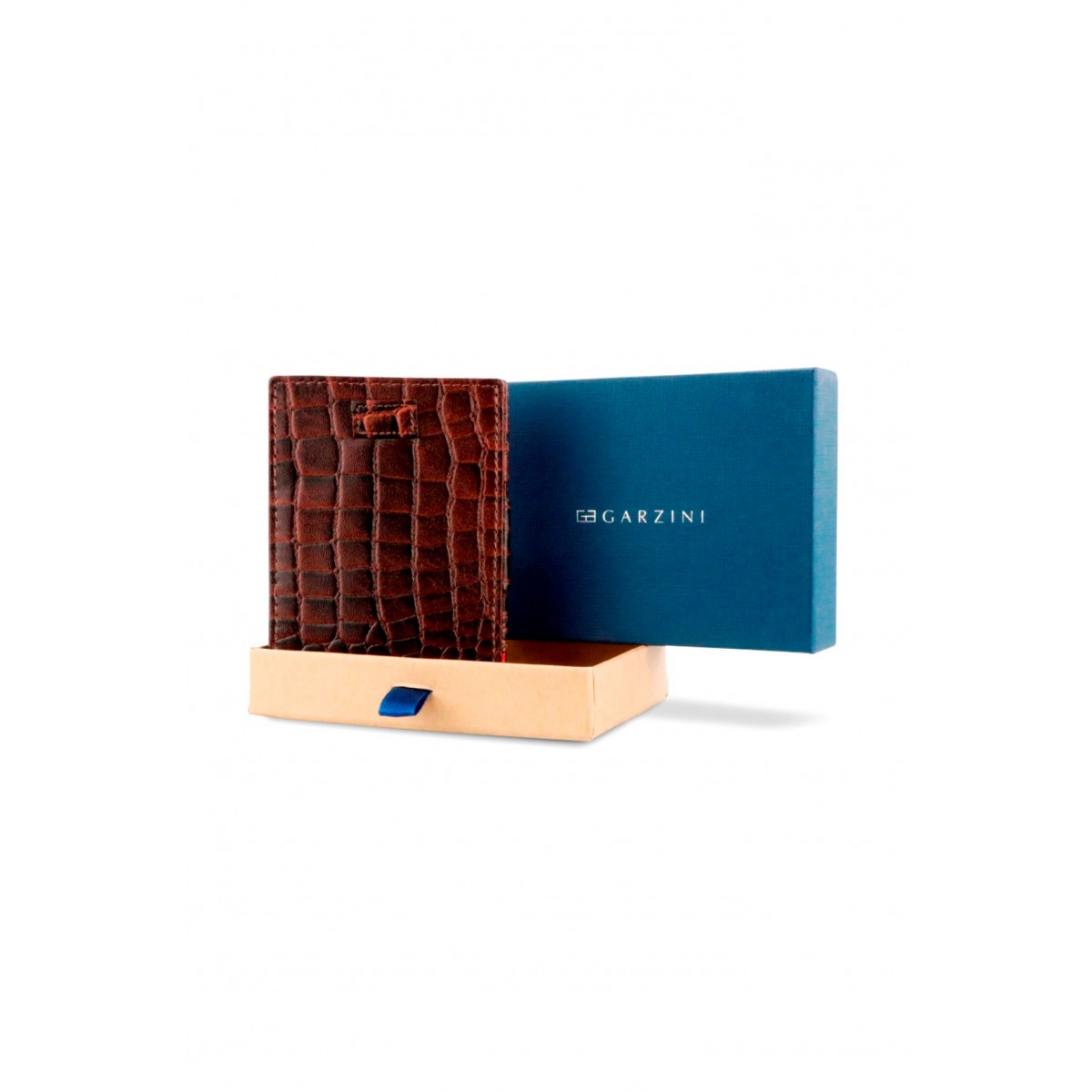 Garzini Cavare Coin Pocket Wallet - Croco - Καφέ