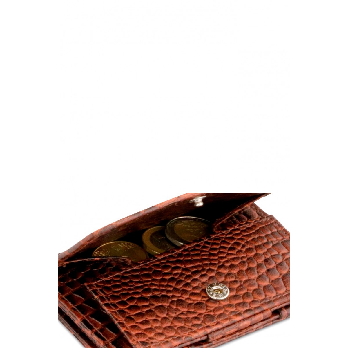 Garzini Cavare Coin Pocket Wallet - Croco - Καφέ