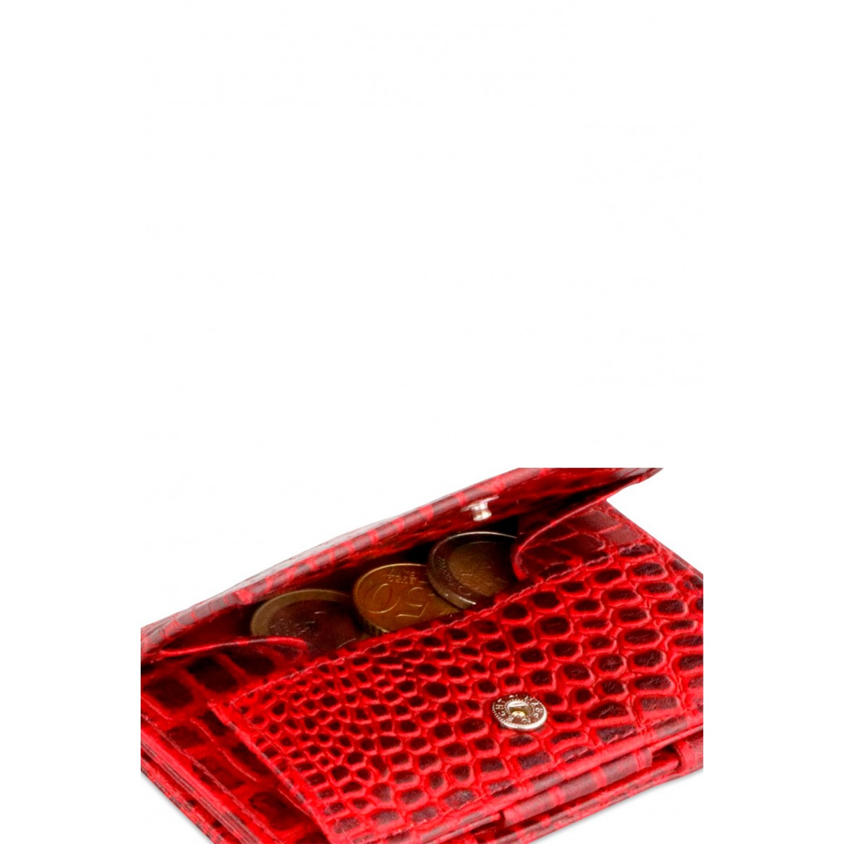 Garzini Cavare Coin Pocket Wallet - Croco - Βυσσινί