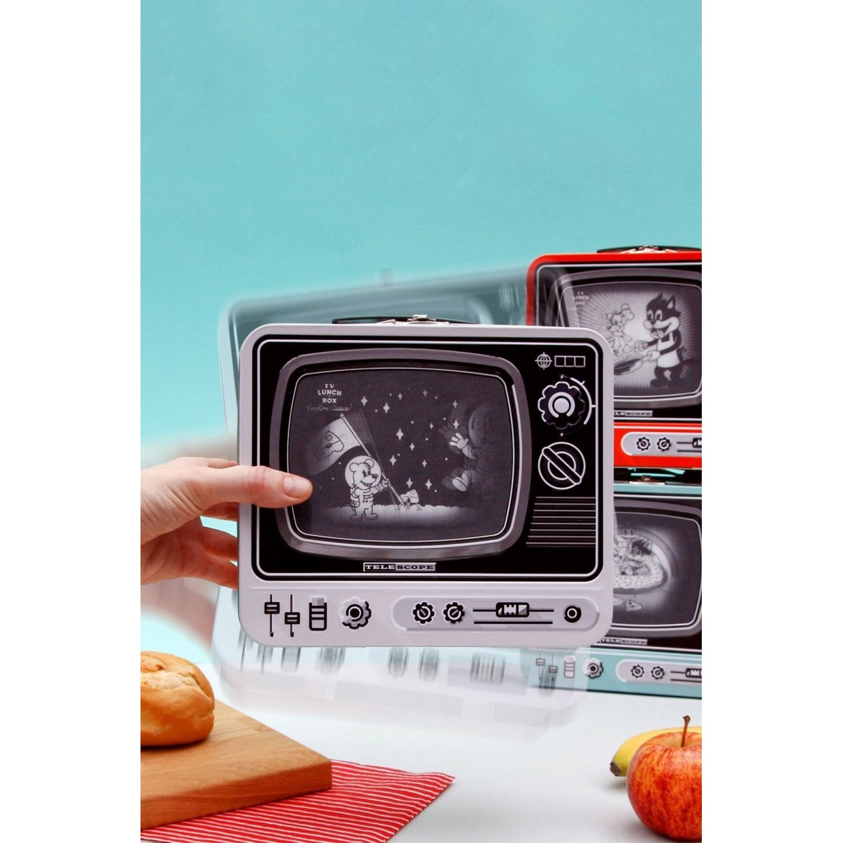 Suck UK Δοχείο Φαγητού Retro TV - Λευκό - 20,5 x 19,5 x 10 cm
