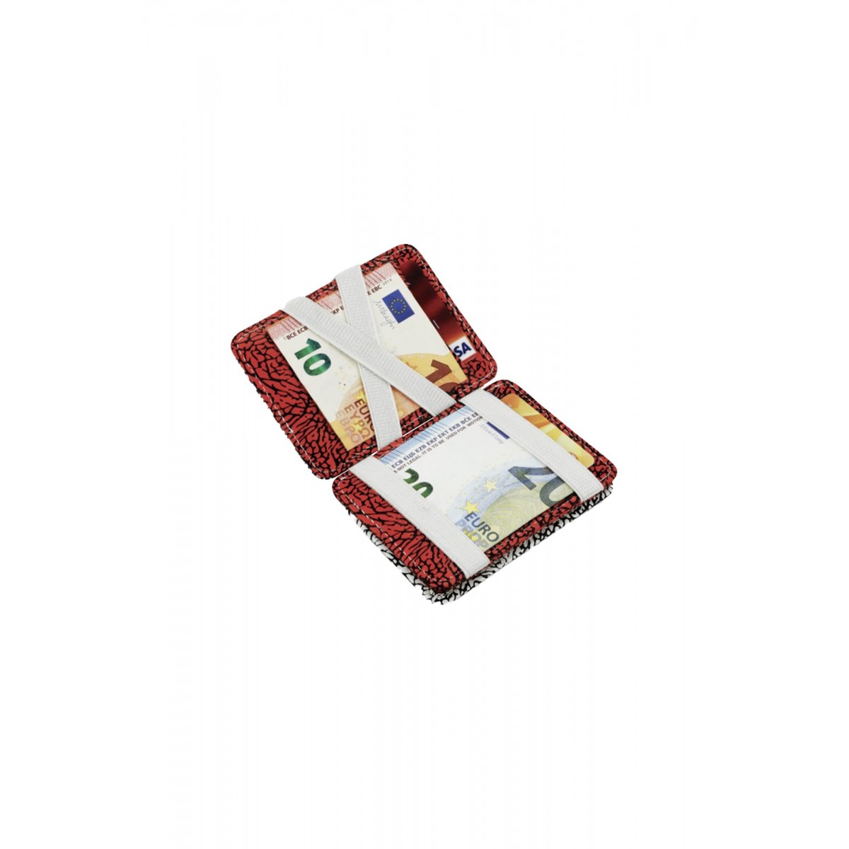 Hunterson Magic Wallet - Δερμάτινο Πορτοφόλι με RFID - Elephant Red Print