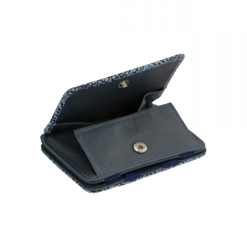 Hunterson Magic Coin Wallet - Δερμάτινο Πορτοφόλι με RFID - Elephant Blue Print