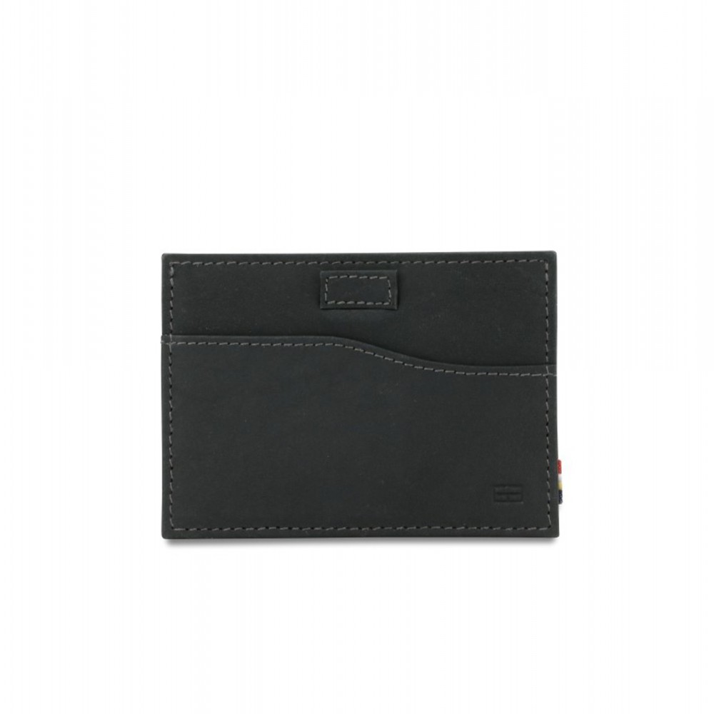 Garzini Leggera Card Holder with ID Window - Vintage - Μαύρο (Carbon Black)