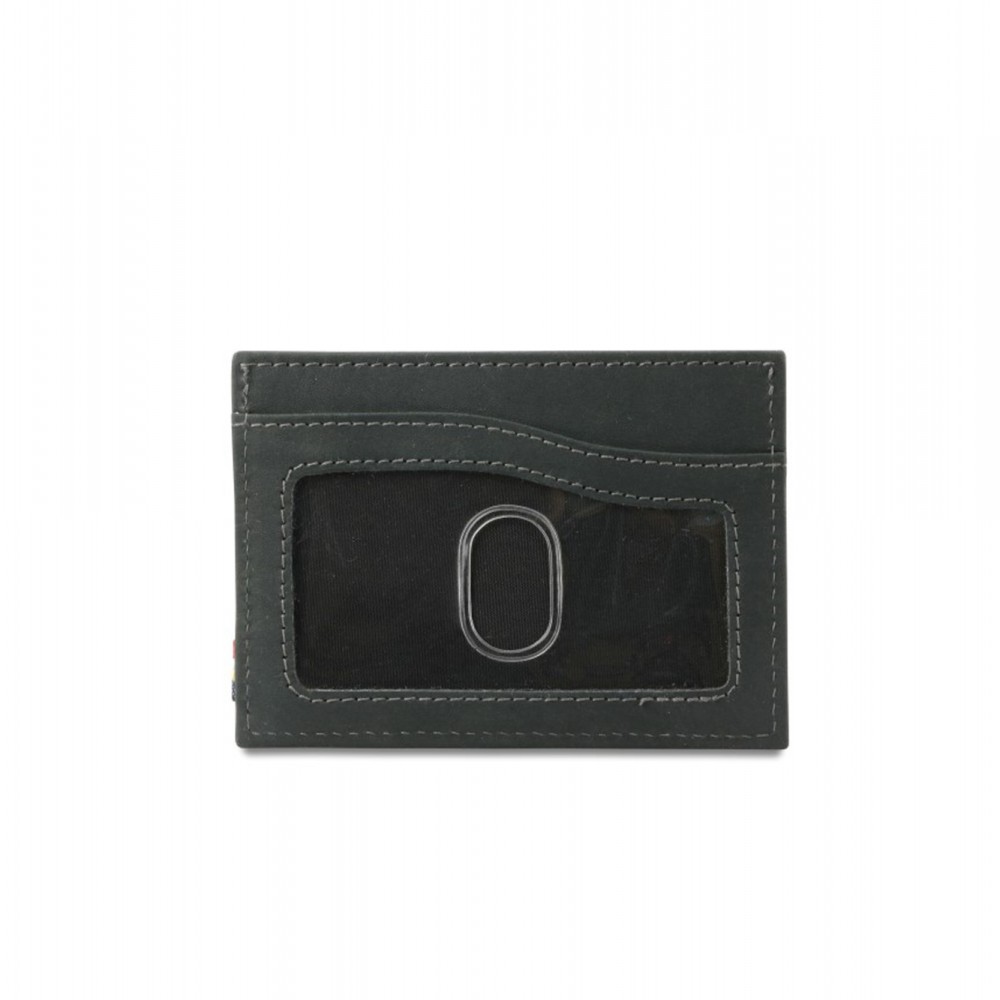 Garzini Leggera Card Holder with ID Window - Vintage - Μαύρο (Carbon Black)
