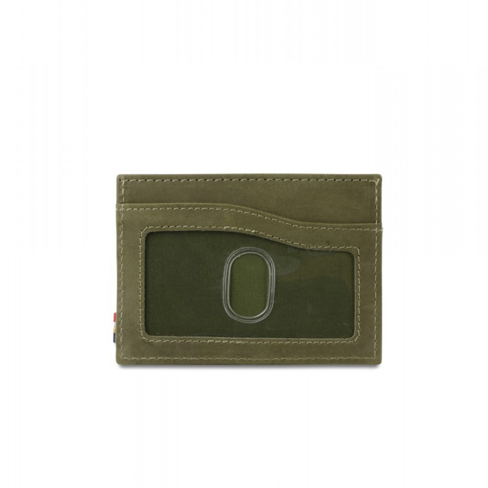 Garzini Leggera Card Holder with ID Window - Vintage - Πράσινο (Olive Green)
