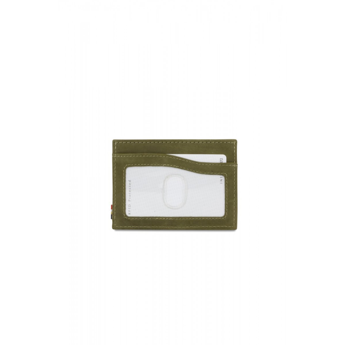 Garzini Leggera Card Holder with ID Window - Vintage - Πράσινο (Olive Green)