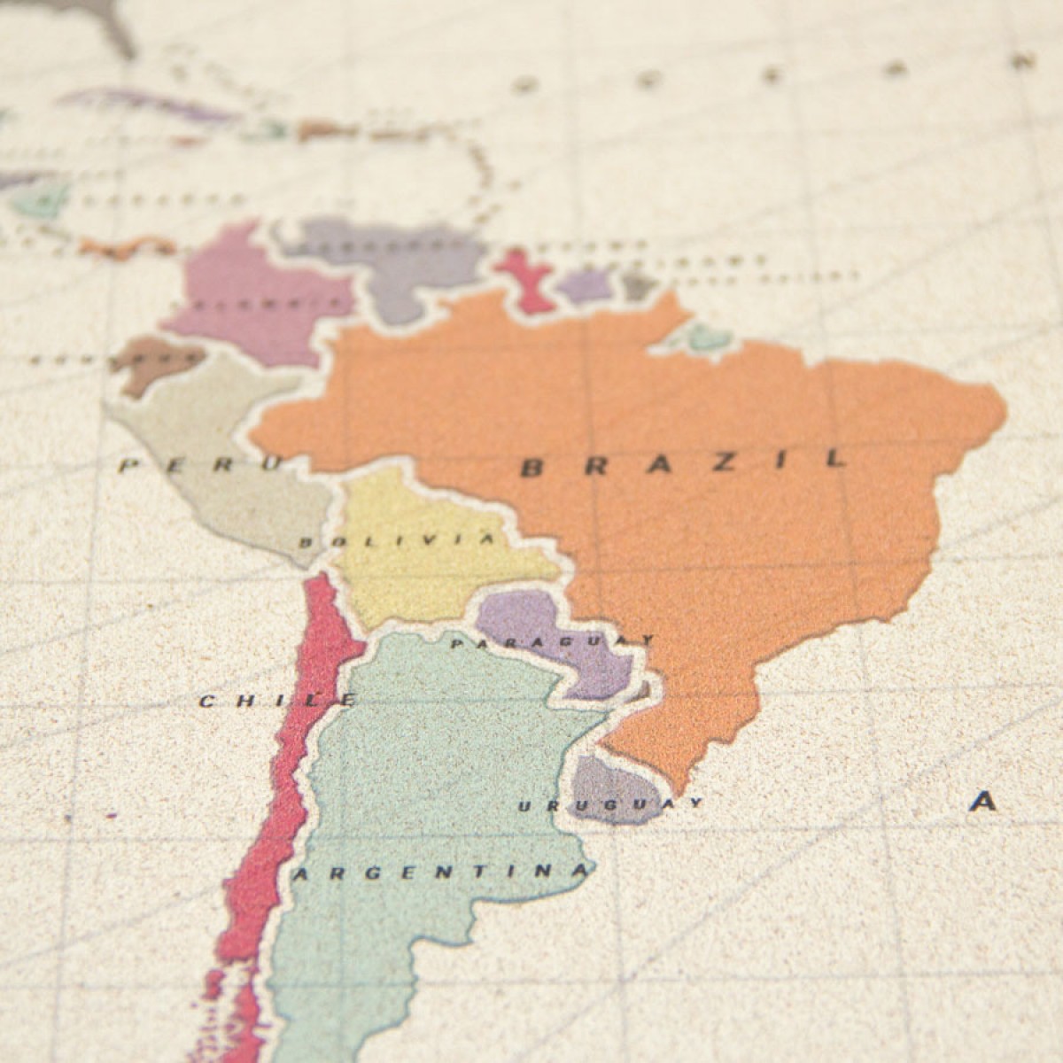 Woody Παγκόσμιος χάρτης φελλού με στυλ νερομπογιάς - Tropical - L - Λευκό Κάδρο