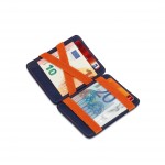 Hunterson Magic Wallet - Δερμάτινο Πορτοφόλι με RFID - Μπλέ/Πορτοκαλί