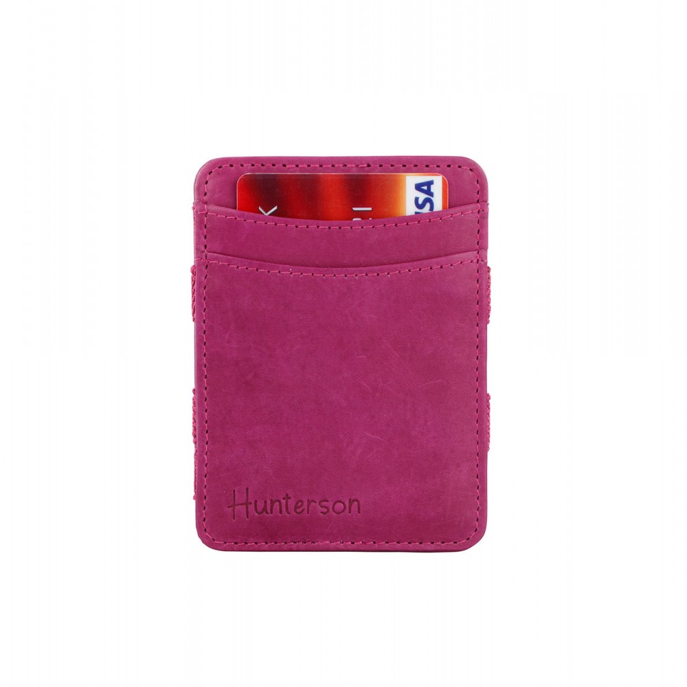Hunterson Magic Wallet - Δερμάτινο Πορτοφόλι με RFID - Φούξια (Βατόμουρο)