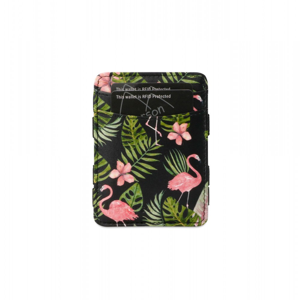 Hunterson Magic Wallet - Δερμάτινο Πορτοφόλι με RFID - Flamingo Print