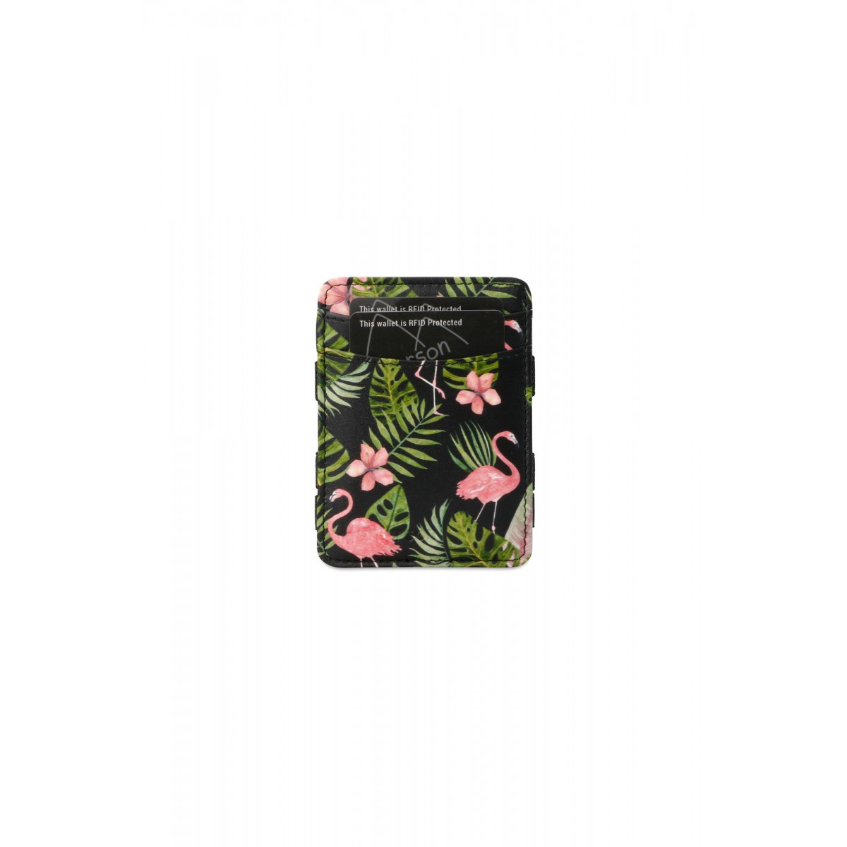 Hunterson Magic Wallet - Δερμάτινο Πορτοφόλι με RFID - Flamingo Print