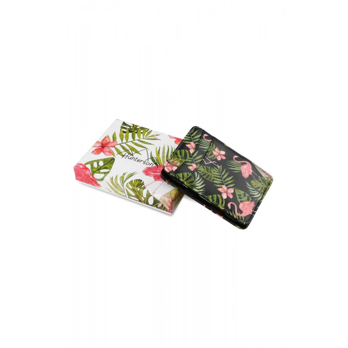 Hunterson Magic Wallet - Δερμάτινο Πορτοφόλι με RFID - Flamingo Print