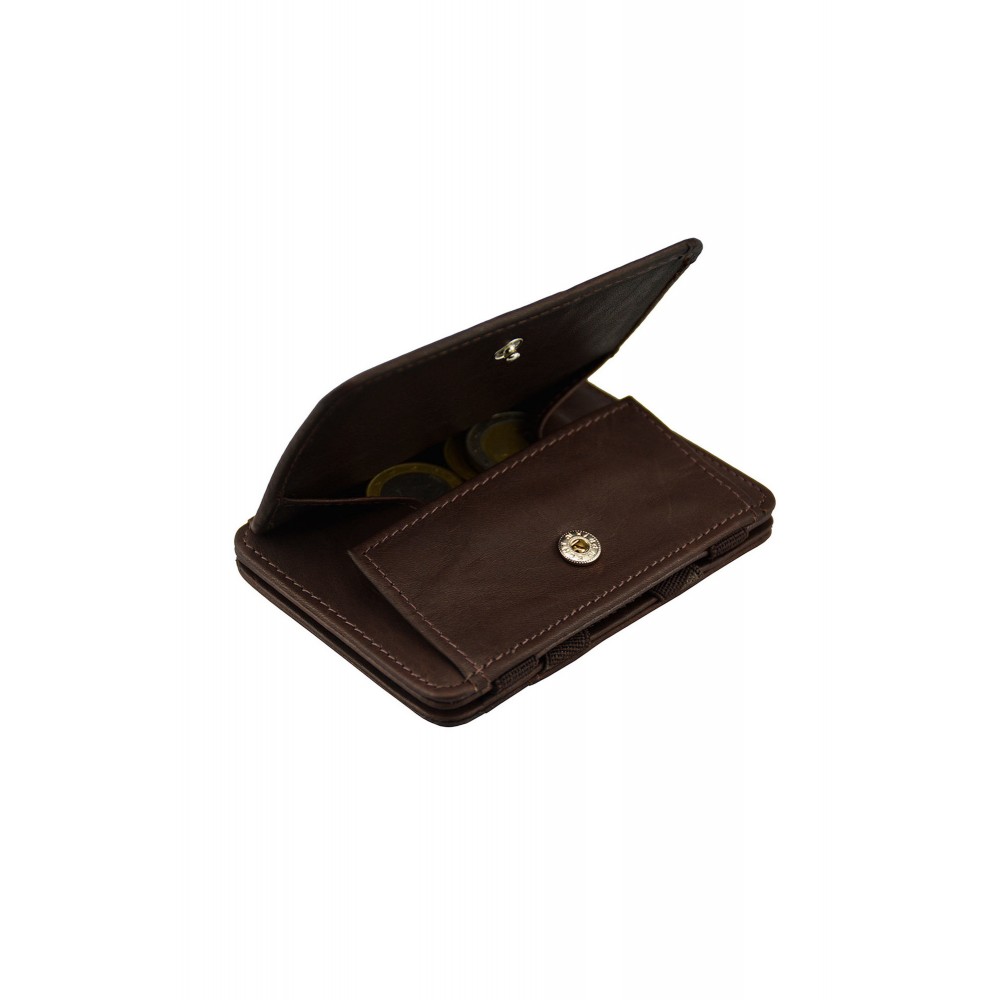 Hunterson Magic Coin Wallet - Δερμάτινο Πορτοφόλι με RFID - Καφέ