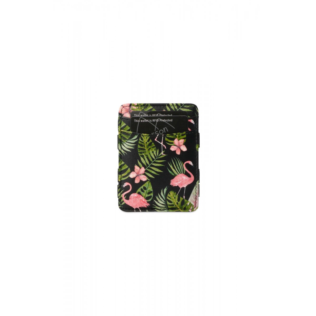 Hunterson Magic Coin Wallet - Δερμάτινο Πορτοφόλι με RFID - Flamingo Print